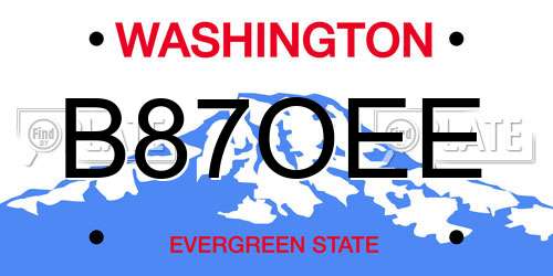 B87OEE Washington License Plate
