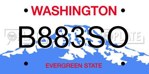 B883SO Washington License Plate