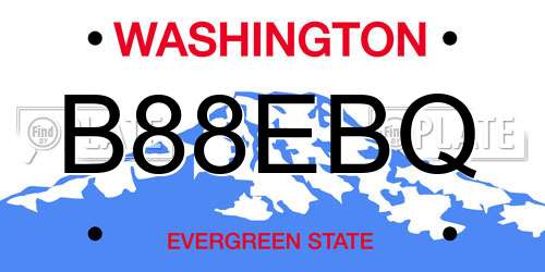 B88EBQ Washington License Plate
