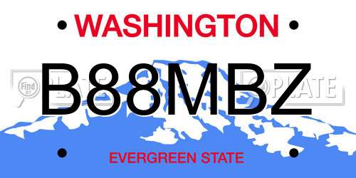B88MBZ Washington License Plate