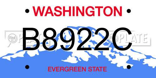 B8922C Washington License Plate