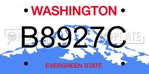 B8927C Washington License Plate