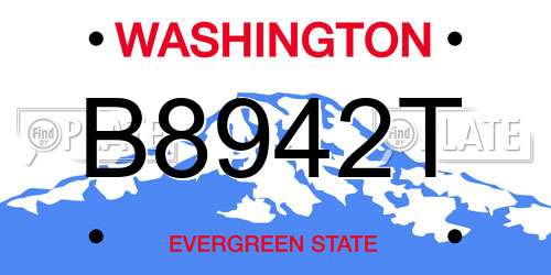B8942T Washington License Plate