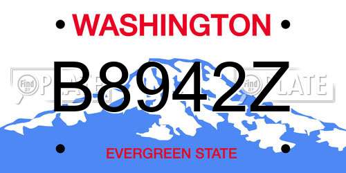 B8942Z Washington License Plate