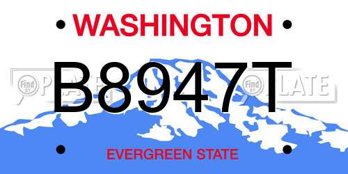 B8947T Washington License Plate