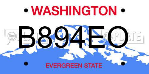 B894EO Washington License Plate