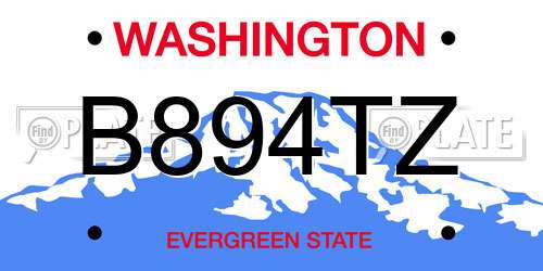 B894TZ Washington License Plate