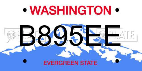 B895EE Washington License Plate