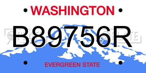 B89756R Washington License Plate