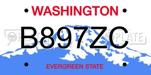 B897ZC Washington License Plate