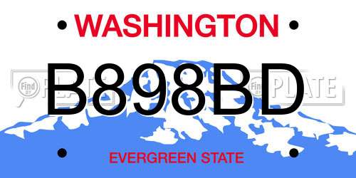 B898BD Washington License Plate