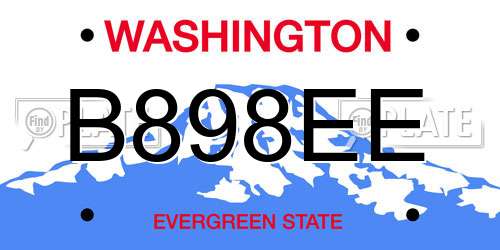 B898EE Washington License Plate
