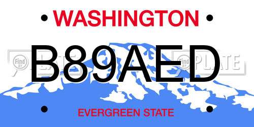 B89AED Washington License Plate