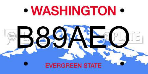 B89AEO Washington License Plate