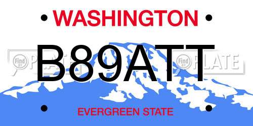 B89ATT Washington License Plate