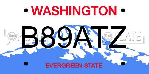B89ATZ Washington License Plate