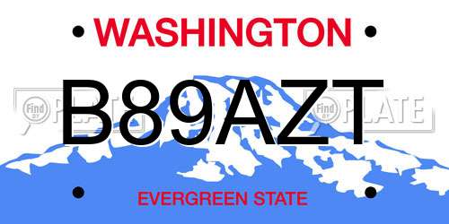 B89AZT Washington License Plate
