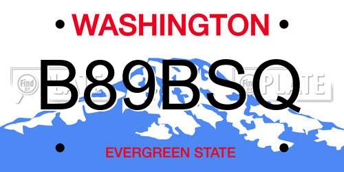 B89BSQ Washington License Plate