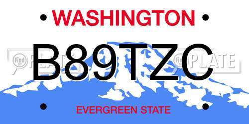 B89TZC Washington License Plate