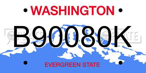 B90080K Washington License Plate