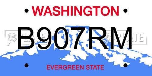 B907RM Washington License Plate