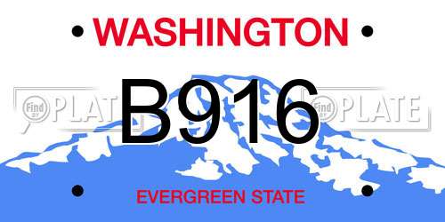 B916 Washington License Plate