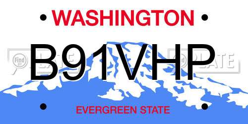 B91VHP Washington License Plate
