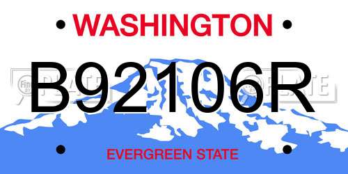 B92106R Washington License Plate