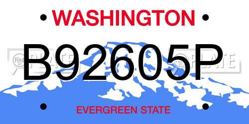 B92605P Washington License Plate