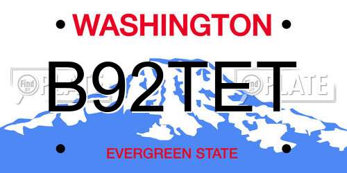 B92TET Washington License Plate