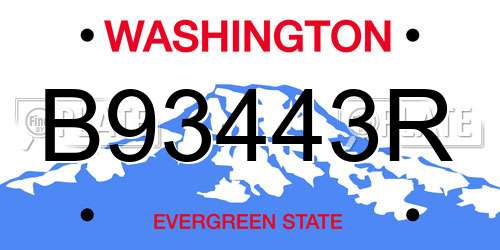B93443R Washington License Plate