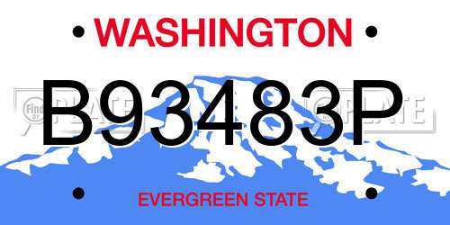 B93483P Washington License Plate