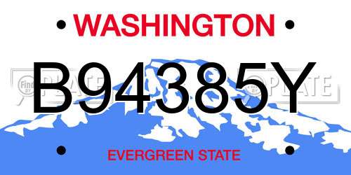B94385Y Washington License Plate