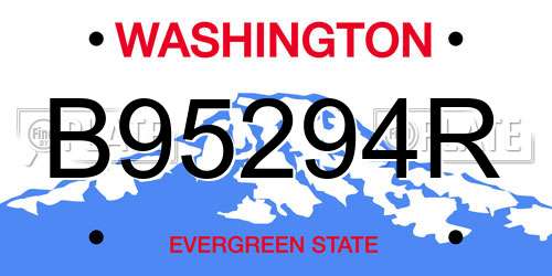 B95294R Washington License Plate