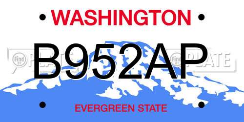 B952AP Washington License Plate
