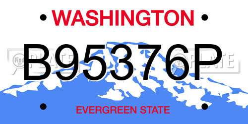 B95376P Washington License Plate