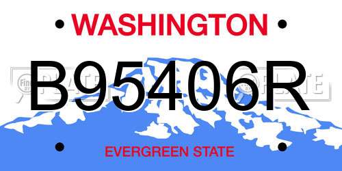 B95406R Washington License Plate