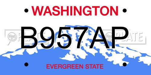 B957AP Washington License Plate