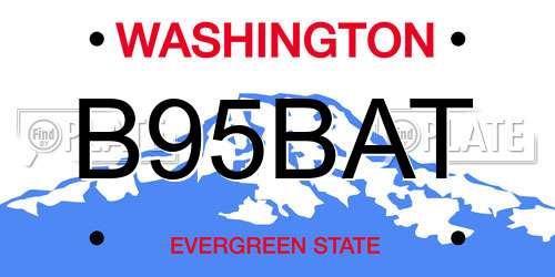 B95BAT Washington License Plate