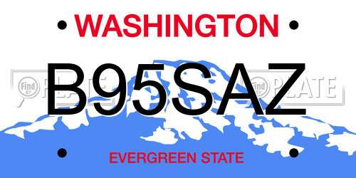 B95SAZ Washington License Plate