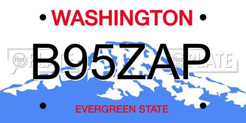 B95ZAP Washington License Plate