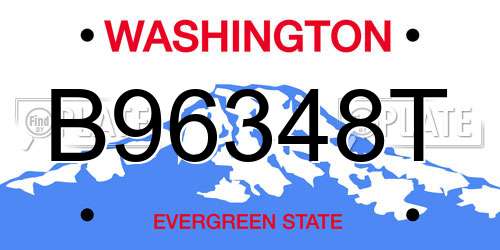 B96348T Washington License Plate