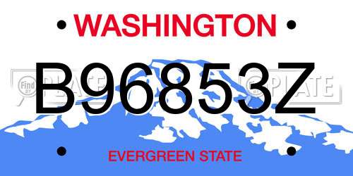 B96853Z Washington License Plate