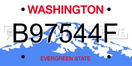 B97544F Washington License Plate