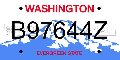 B97644Z Washington License Plate