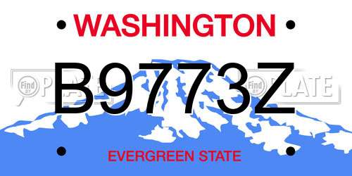 B9773Z Washington License Plate