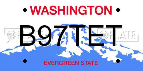 B97TET Washington License Plate