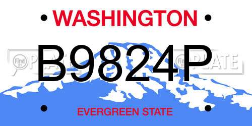B9824P Washington License Plate
