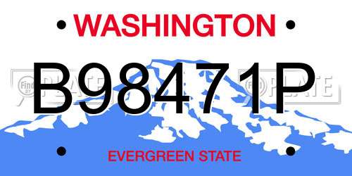 B98471P Washington License Plate