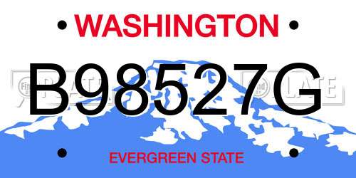 B98527G Washington License Plate